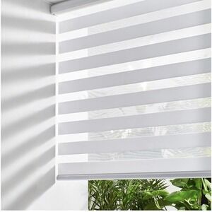Persilux Cordless Zebra Blinds 34x47 Grey Light Filtering Indoor Window Shade